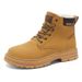 Men's Winter Martin Boots, Fleece-Lined Warm Cotton Boots, High-Top Work Boots, Men's British Style Casual Leather Boots_vogvips.com