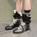 Cowhide Version~ Internal Height Increase Short Martin Petite Boxing Boots For Women, Versatile Suede Lace-up Ankle_vogvips.com