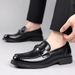 Top Layer Cowhide One Foot Loafers Business Formal Breathable Versatile Leather Men's Wedding Shoes_vogvips.com