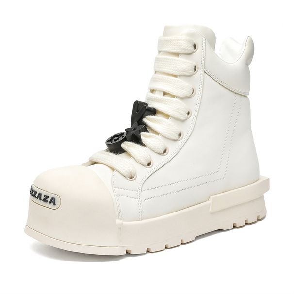 Buffny Unisex High-Top Platform Sneakers – Chunky Sole, Cushioned Comfort, Casual & Streetwear Style (White/Black)_vogvips.com