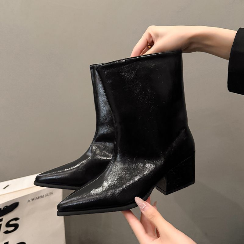 Women's Western Style Knee High Boots With Chunky Heel And Pointed Toe Classic Cowboy Boots For All-Day Comfort Boots, Fashion Boots._vogvips.com