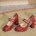 French-style Burgundy Mary Jane For Women, 2026 New Model Red High-heeled With Waterproof Platform, Comfortable And_vogvips.com