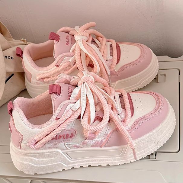 2024 Fall/Winter New Lemon Yellow Thick-Soled Fashion Sneakers, High-Value Sports Shoes, Versatile Casual White Shoes_vogvips.com