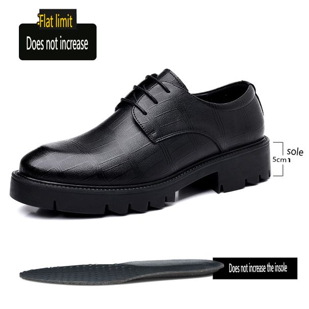 Men's Elevator Dress Shoes 8CM Thick Sole Lace-up Low-cut Leather Shoes_vogvips.com