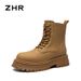 ZHR British Style Martin For Women 2024 Autumn Winter Versatile Thick-Soled Yellow Slimming Work Boots_vogvips.com