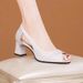 2026 Summer New Sequin Peep-Toe For Women, Chunky Heel High Heels, Plus Size Fashion Hollow Soft Leather Sandals_vogvips.com