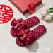 Wedding Slippers, Festive Red, A Couple's Wedding, Bride's Dowry Set, Wedding Room Supplies Collection, Newlywed Couple_vogvips.com