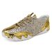 Couple Shoes Men Women Shoes Gold Casual Sneakers Black Leather Sneakers Low Top Fashion Shiny Man Sneakers Glitter Flat_vogvips.com