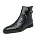 Men's Classic Pointed Toe Martin Boots - Stylish High Top Leather Boots For Autumn, Slip-Resistant & Comfortable, (Brown/Black/Red)_vogvips.com