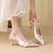 Qianluhui Sweetheart Heir Fine Heel Pointed Toe French Satin Dress Shoes Sweet Style Bowknot Sandals_vogvips.com