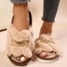 Women's Plush Fuzzy Slippers Home Fur Open-Toe Slides Autumn Winter Indoor Silent Comfort EVA Soft-Soled Bedroom Warm_vogvips.com