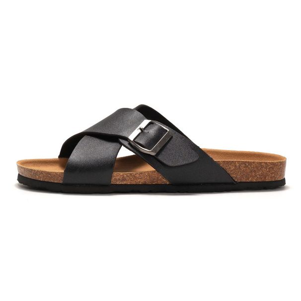 Ruizu 2025 New Slippers Cross Strap Men's Beach Shoes Casual Sandals Water Cork Student_vogvips.com