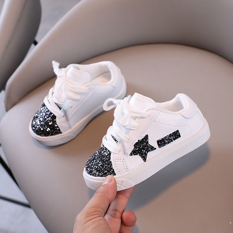 Girls' Trendy New Style Sequin Star Casual Sneakers Versatile For Little Girls Spring And Autumn Children's Sports Shoes_vogvips.com
