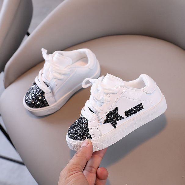 Girls' Trendy New Style Sequin Star Casual Sneakers Versatile For Little Girls Spring And Autumn Children's Sports Shoes_vogvips.com