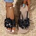 Women's Shoes, New Summer Floral Soft Sole, Large Size Women's Beach Sandals, One Line Outdoor Slipper_vogvips.com