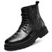 Medium Tube Men's Martin Boots Casual Velvet Outdoor Tooling Boots Large Size Embossed Crocodile Pattern Thick-soled Leather Boots Men_vogvips.com