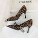 321-10 European And American Style Sexy High-heeled Leopard Print, Elegant Shallow-cut Women's Shoes, Suede Metal Small_vogvips.com