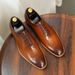 Business leather shoes Men's formal lace-up pointed Oxford shoes whole cowhide hand through Hardworking shoes_vogvips.com