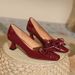 Red High Heels For Women, Stiletto, Elegant Socialite, Spring And Autumn 2025, Bowknot, French Square Toe, Mid Heel_vogvips.com