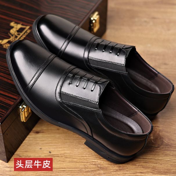 Autumn New Men's Genuine Leather Business Formal Slip-On Non-Slip Soft Sole Three-Joint Shoes_vogvips.com