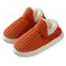 Plush Fleece-Lined House Slippers For Women & Men - Non-Slip Rubber Sole Winter Shoes With Striped Design (Gray, Navy, Brown, Green, Pink, Orange)_vogvips.com