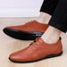 Men's Casual Leather Shoes Large Size Lazy Shoes Lace-up Casual Men's Shoes Tide Driving Lazy_vogvips.com