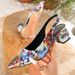 Cross-border European Size Pointed Toe Strap Backless Women's Sandals Spring Summer With Pearl Bow High And Chunky Heels_vogvips.com