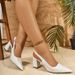 Women's Pointed Toe High Heeled Sandals Summer Fashionable Versatile Open Back Breathable Simple Crocodile Pattern_vogvips.com