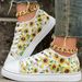 Fashion Printed Sun-Flower Strap Casual Shoes_vogvips.com