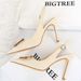 BIGTREE Shoes Pointed Toe Women Pumps Metal Square Buckle High Heels Stiletto Sexy Party Shoes Summer Women Sandals Size 42 43_vogvips.com