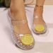 Korean Crystal Jelly Shoes For Women, Closed-toe, Fashionable Summer New Style, Versatile, Thick-soled, Breathable,_vogvips.com