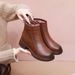Wool Mom Cotton Short Boots Fleece Lined Non-Slip Women's Middle-Aged And Elderly 2024 Autumn Winter Leather Shoes_vogvips.com