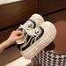 Women's Canvas Lace-Up Boots Chunky Heel Thick Sole Versatile Casual Shoes 2025 Fall/Winter New_vogvips.com