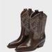 Zhao Lusi Same Style 2025 Summer New Melad Pile Western Cowboy Genuine Leather Pointed Toe Short Boots_vogvips.com