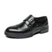 Euro Step Spring New Fashion Trend Large Size 46 Brogue Leather Shoes For Men Business Formal Buckle Thick Sole Height Increasing_vogvips.com
