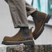 Martin Boots Men's Leather Chelsea Brown Vintage Boots Platform Height Growing Men's Men_vogvips.com