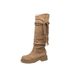 Cowhide Version~Wasteland Style Tassel Knight 2025 Autumn New Thick Heel Over-the-Knee Long Boots_vogvips.com