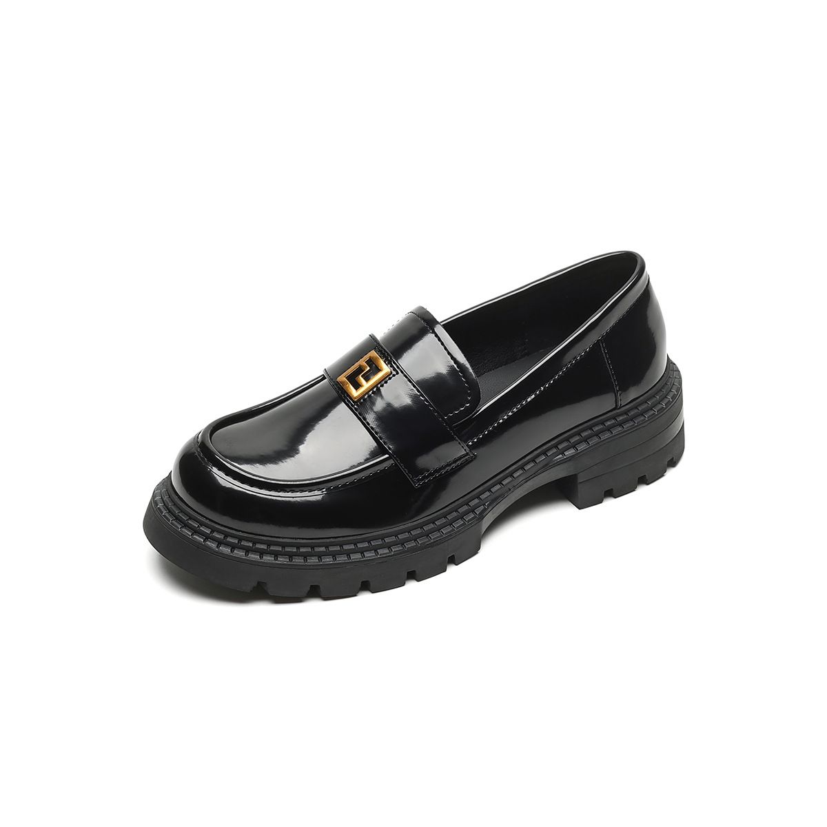 Platform Loafers Women's One-pedal Retro Soft-soled Single Shoes Women's British-style Small Leather Shoes_vogvips.com