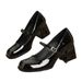 Comfortable square toe women's single shoes new chunky line band Mary Jane heels_vogvips.com
