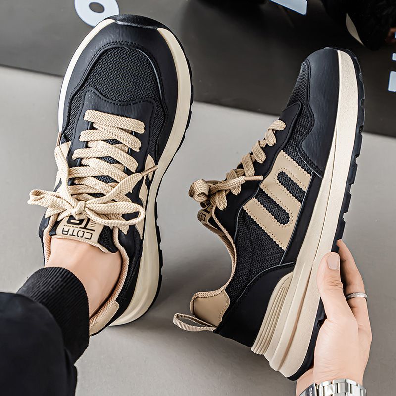 Men's Shoes Breathable Mesh Casual Sneakers For Summer - Lightweight Running Shoes With Thick Sole, Fashionable Dad Shoes For Youth Student Dad Shoes_vogvips.com
