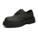 Low-top Thick-soled Heightened Round-head Derby Shoes Matte Lace-up Couple Small Leather Shoes High-end Leather Shoes_vogvips.com