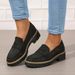 Women's Thick Loafers, Retro Solid-color Round-toed Overshoes, Full Artificial Leather Shoes_vogvips.com