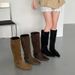 2025 Niche Fashion Pleated Belt Buckle Slimming Over-the-Knee Wedge Long Western Cowboy Boots For Women_vogvips.com