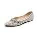 Square Head Single Shoes Female Shallow Mouth Rhinestone Wedding Shoes Flat-soled Fairy With Skirt Ladyshoes Soft Sole_vogvips.com