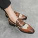 Euro Step Casual Leather For Men Slip-On Brogue Floral Shoes Korean Style Pointed Tassel Men's Loafers Trendy_vogvips.com