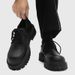 ShoeVault Black Chunky Derby For Men, Round Toe, Summer Thick Sole, Height Increasing Leather Shoes, Cleanfit Trendy Shoes_vogvips.com