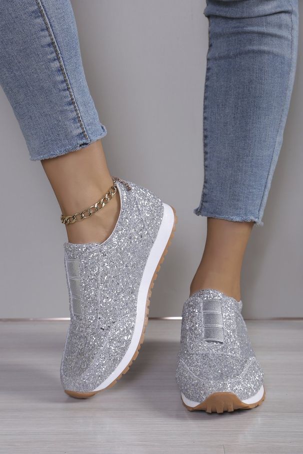 Large Size Sequined Sports For Women, Spring 2026 New Fashionable Casual Single Shoes, Comfortable And Lightweight_vogvips.com