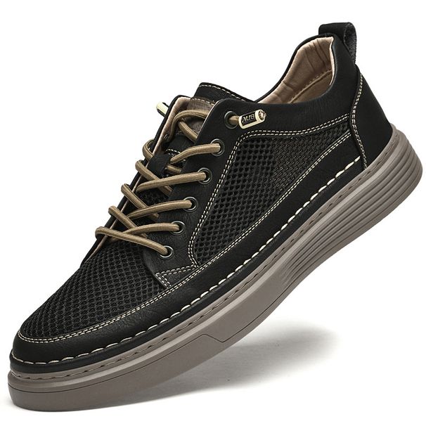 Hollow Men's Shoes Thick Baseplate Shoes Skateboard Shoes Mesh White Shoes Men's Casual Large Size Shoes Men_vogvips.com