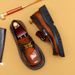 Big head leather shoes men's leather bright face business casual fashion wide feet thick sole one foot Wear dress shoes_vogvips.com