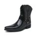 Martin Boots Men's High-top Shoes Pointed Short Boots Medium Tube Heightening Zipper Casual Leather Boots_vogvips.com